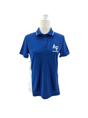 NEW MVP Sportwear Womens Small Top Air Force Academy Blue White Polo Logo USAF